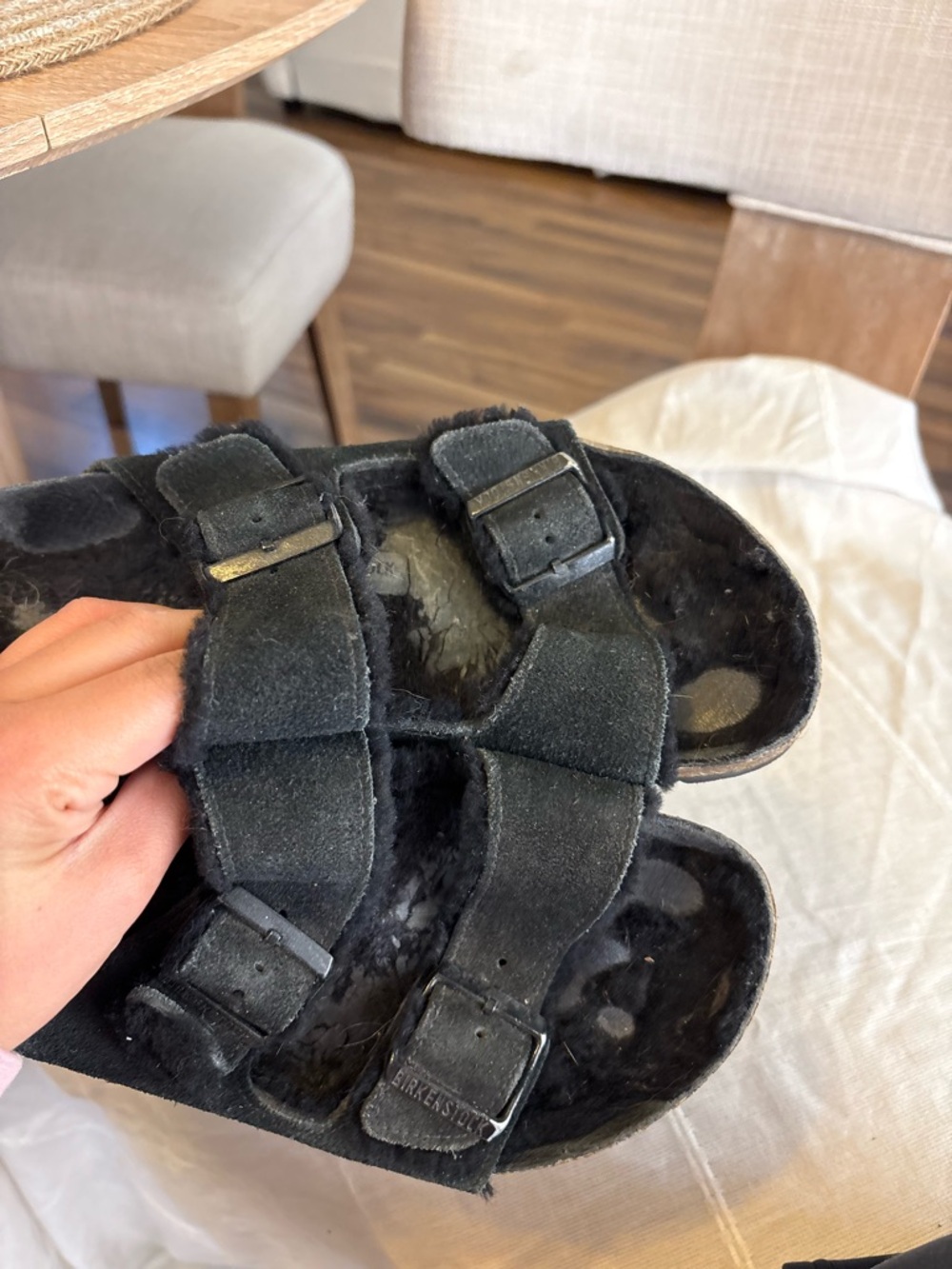 Birkenstock Arizona Shearling Black Sandals‎ - Picture 4 of 6